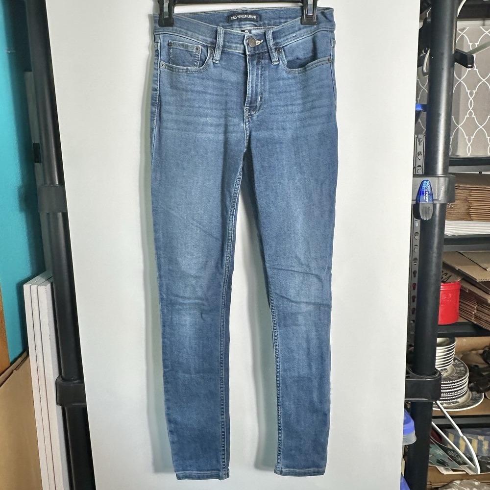 Calvin Klein‎ Jeans Womens Sz 2/26 Mid Rise Skinny Stretch Blue Jeans Repreve